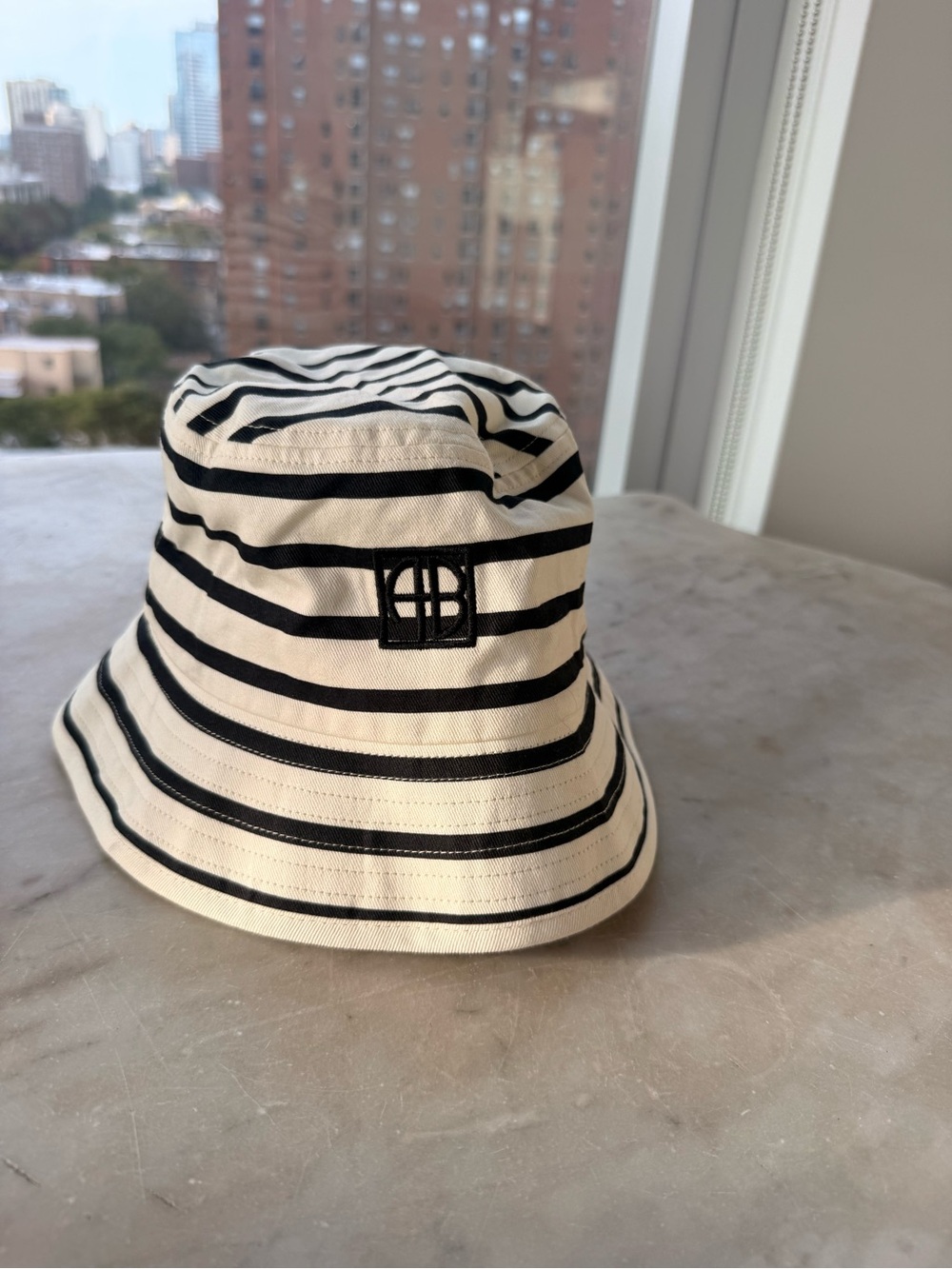 Anine Bing Black & White Striped Bucket Hat